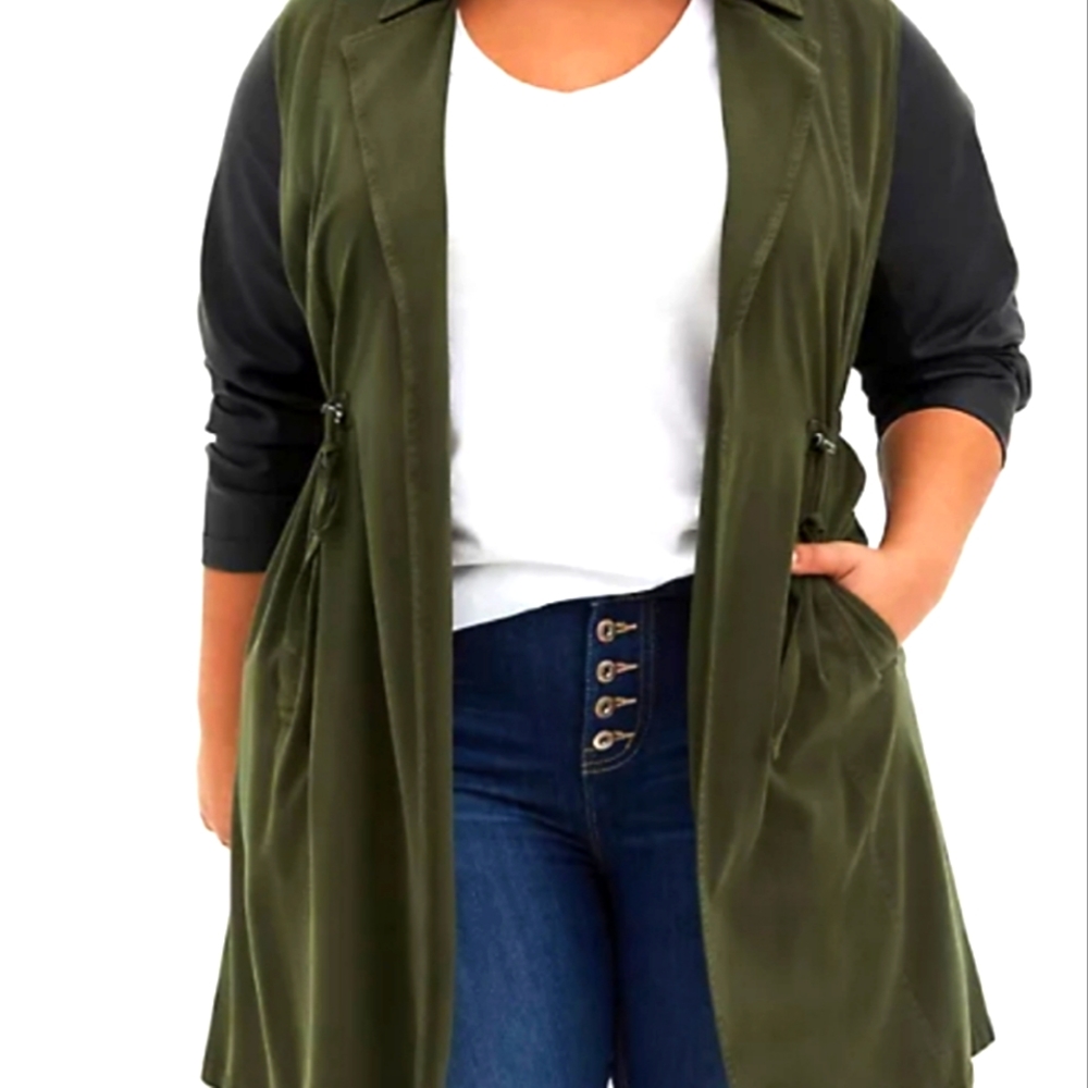 Torrid Olive Green Twill & Faux Leather Anorak Size 3 (22/24)